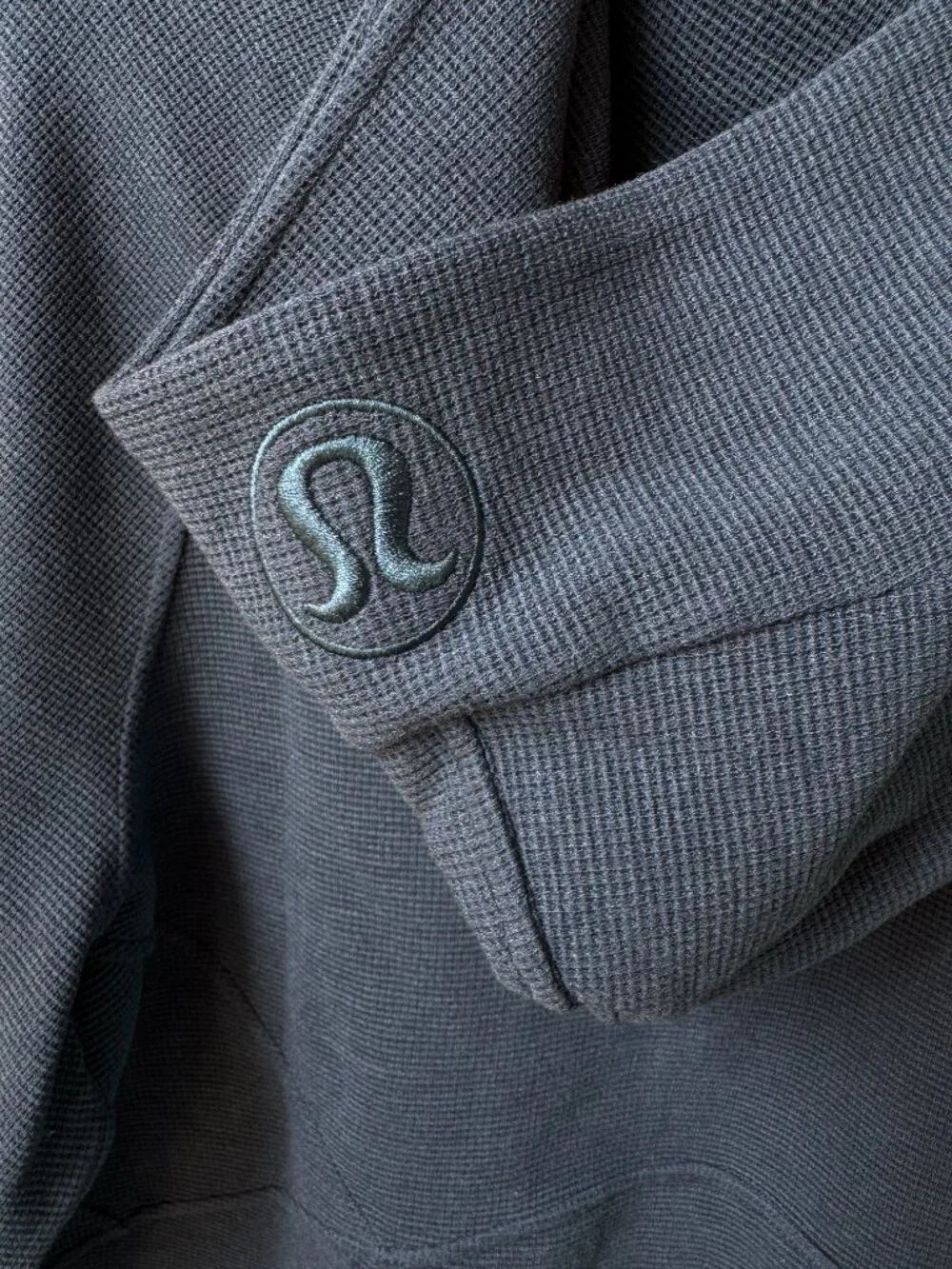 Lululemon Heathered Indochine Blue Oversized Full-Zip Hoodie Waffle in Med/Large - Picture 9 of 10